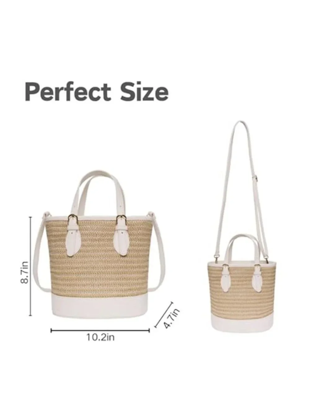 Women’s Straw Bucket Bag Straw Crossbody Bag